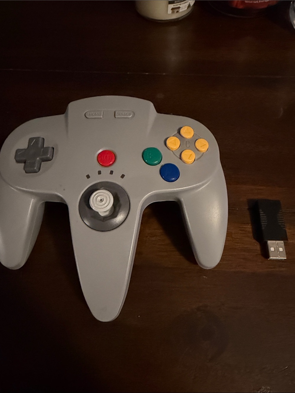 Wireless Gray Game Controller with Multicolor Buttons